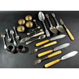 A Walker & Hall silver scalloped shaped condiments set with scalloped spoons