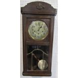 Oak cased three train wall clock