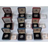 Silver proof coinage £2 1997 and 1986 £1, 3 x 1984, 1 x 1986, 1 x 1987, 2 x 50p 1994 (9)