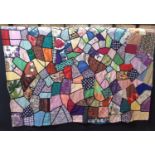 Colourful vintage patchwork panel, 190x80cm, with raw edges and unlined /unfinished