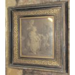 A 19th century stepped and moulded frame enclosing a earlier black and white engraving behind a