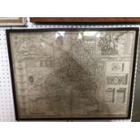 John Speede - 'Northumberland', engraved map, 39 x 52 cm, framed and glazed