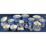 A collection of T.G. Green and other blue and white banded Cornish ware to include storage jar,