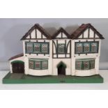 Vintage wooden dolls house by Amersham Toys with front bay windows, opening lattice style windows,