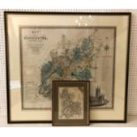 TWO HAND-COLOURED MAPS: GLOUCESTER AND LANCASHIRE. J. & C. Walker - 'Map of the County of