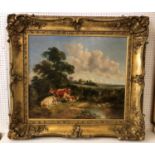 James Doubting (1841-1904) - 'A Rural Corner', oil on canvas, signed lower left, in ornately moulded