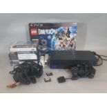 PS2 console, 2 controllers and a collection of games including sealed box 'Lego Dimensions' for