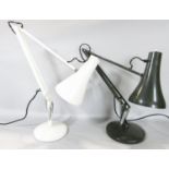 A white Herbert Terry designed Anglepoise and a black similar example stamped 'Anglepoise Lighting