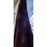 2 pairs full length curtains by Montgomery in dark damson chenille, lined with pencil pleat heading.