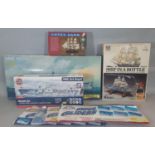 Modelling kits including Airfix Ark Royal, HMS Hood by Heller and kit for the Cutty Sark (these 3