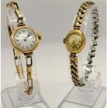 Two vintage ladies wristwatches; one with 9ct case and bracelet (bracelet af), the other with 9ct