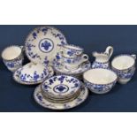 A collection of Mintons blue and white china tea and dinner wares comprising covered dish, milk jug,