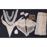 Collection of late 19th/ early 20th century lace including a silk lace scarf 2.84m, a pair of finely