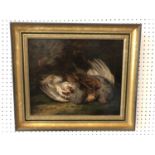 English School, 19th Century - Brace of Pheasant, unsigned, oil on canvas board, 36 x 43.5 cm,