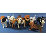 A collection of various Beswick dogs to include Bulldog, St Bernard, Dalmatian, Setter, etc (8)