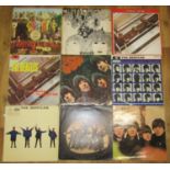 A collection of Beatles LPs to include Help, Beatles for Sale, Hard Days Night, Rubber Soul,