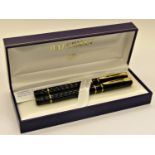 Waterman Laureat matt black fountain and rollerball pen set with box