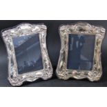 A pair of silver Art Nouveau style photo frames, late 20th century, 13 c m x 9.5 cm opening