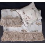 Household furnishings from Voyage Maison pig themed range including 2 fringed throws 2 x 1.4m and