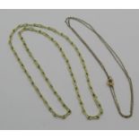 14ct chain necklace, 4.9g, together with a further 9ct fine link chain necklace, 0.5g (2)