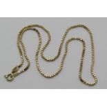 9ct box link chain necklace, 6.6g