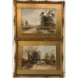Arthur Mills - Two watercolours: 'Near Blaydon, Oxford' and 'Near Woodstock, Oxon', both signed with