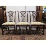 Set of three Georgian mahogany dining chairs with good quality pierced dining chairs with good