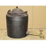 19th century cast iron inglenook fireplace, hot water kettle and fluted domed lid, with loose loop