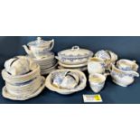 A large collection of blue and white china wares comprising Alfred Meakin Riverdale pattern