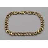 9ct fancy curb link bracelet, 14.9g