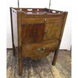 A Georgian mahogany tray top commode, the front elevation enclosed by a very shallow drawer, set