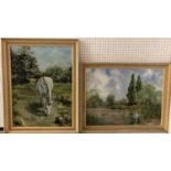 Two Paintings: Mavis Harper - Horse Grazing, oil on board, signed lower left, 60 x 45 cm, Brian