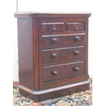 Small Georgian mahogany chest of three long and two short drawers, 42cm high x 38cm wide