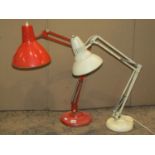 Vintage Swedish angle poise table lamp, with oval transfer label 'Ledu type', with cream painted