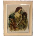 Burnett - Three Women, acrylic on canvas, signed lower right, 65 x 50 cm, framed