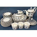 A collection of Rosenthal Fornasetti dinner and coffee wares comprising coffee pot (spout af