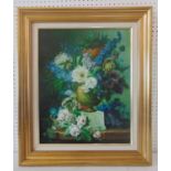 D. Harry (Contemporary) - Classical Still Life with Flowers in Urn, oil on canvas, signed lower