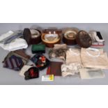 Interesting collection of mens vintage accessories including a leather collar box containing 5 '