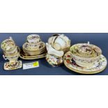 A collection of 19th century Spode china tea wares comprising two cake plates, large sugar or