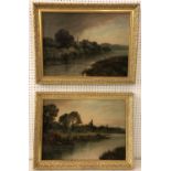 English School, Late 19th Century - Two river scenes, probably by the same artist, oil on canvas,