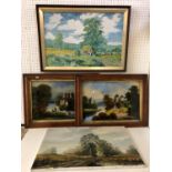 Four Paintings: S. W. Corton - Country Road, oil on canvas, signed lower right; Two landscape