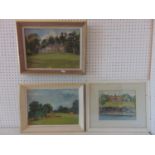 Ursula Bradley - Three landscape paintings (20th century): 'Phillipps House, Dinton', oil on