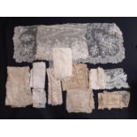 Collection of late 19th/ early 20th century lace including a Maltese silk scarf 220x43cm, 2