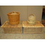 Collection of good quality wicker baskets of varying size, design and purpose