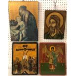 Four Icons (20th Century and later), three painted on board with Greek inscriptions and one