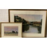 George Cutter (Bristol Savages) - Two pastel works: River Scene, 47 x 68 cm; and Waves Crashing