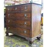 19th century mahogany chest of three long and three short drawers, set with gadrooned and other