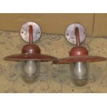 A pair of good quality vintage style industrial exterior wall lights