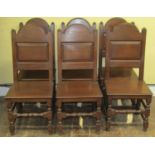 A set of six good quality panel back oak dining chairs by Bylaw in an 18th century style, with solid