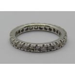 White metal fancy colour diamond eternity ring, possibly by Boodles, stones 0.05ct each approx, size